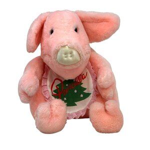 RICH'S 1987 Priscilla Pink Pig Plush Christmas Tree Bib
